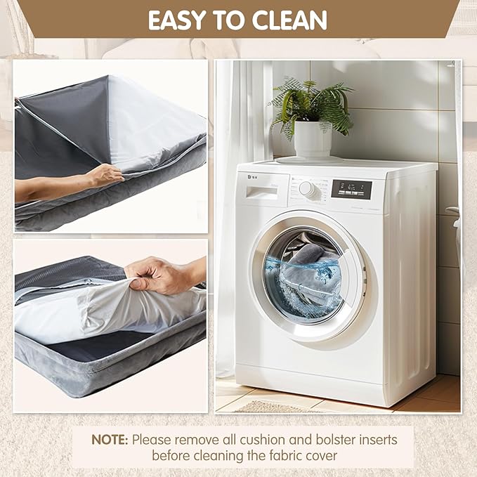 Dog Beds for Large Sized Dogs,Washable Orthopedic Memory Foam Dog Couch Sofa Bed with Bolster,Removable Cover,42x30Inch,Brown-Mewly Pet