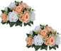 BLOSMON Flower Ball Centerpieces for Tables: 2pcs 9.5 Inch Peach Fuzz Fake Rose Flowers Kissing Balls Artificial Wedding Floral Arrangements Silk Bouquet with Base Home Party Room DIY Decorations