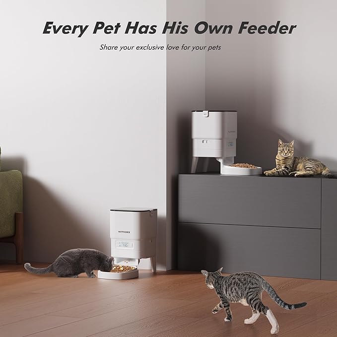 Automatic Cat Feeder - Nityers 4L Timed Cat Dry Food Dispenser, Programmable Portion Size,1-6 Meals Per Day, Dual Power Supply, Detachable Washable, Auto Pet Feeder for Cats and Small Dogs-Mewly Pet