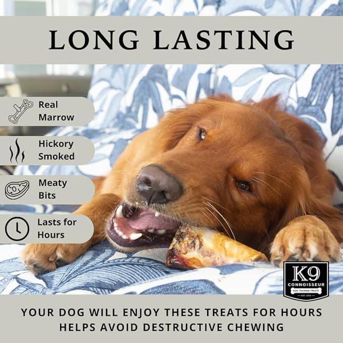 K9 Connoisseur Beef Marrow Dog Bones Long Lasting for Aggressive Chewers - USA Made Single Ingredient Dynamo Bone for Small and Medium Dogs Upto 50 Pounds - 3 Pack-Mewly Pet