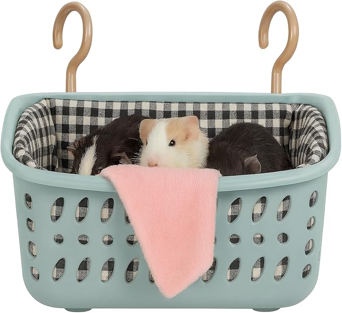 JWShang Rat Hammock for Cage, Chew Proof Hanging Basket Bed with Sturdy Hooks, Pet Cage Accessories, Safe Cozy Small Animal Rodent Hammock for Sugar Glider Mice Snuggling Sleeping (Blue, Large)-Mewly Pet