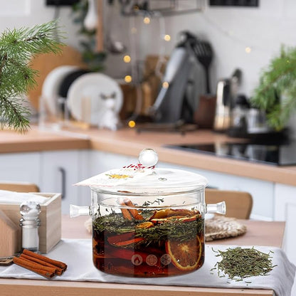 8 Pcs Christmas Stovetop Potpourri Simmer Pot Set Include Potpourri Kit Clear Glass Simmer Pot Stovetop Instruction Tags Holiday DIY Crafting Kit for Home Xmas Party Gift Decor
