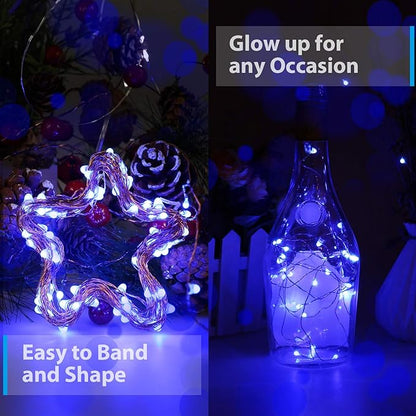 USB Powered Fairy Lights, 100 led 33 ft. USB Plug in Copper Wire USB String Lights for Bedroom Christmas Decoration Wedding Party Firefly Lights (Blue,1 Pack)