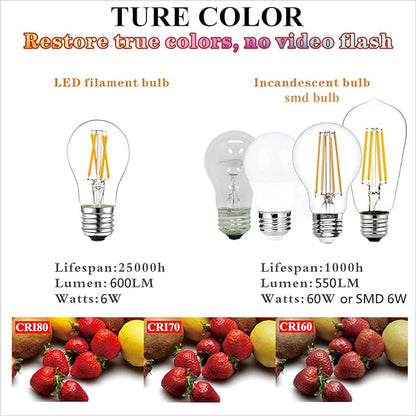 LiteHistory Dimmable E26 led Bulb 6W Equal 60 watt Vintage LED Edison Bulb AC120V 2700K A15 LED Bulb for Ceiling Fan Light Bulbs,Appliance Bulb and Refrigerator Light Bulb 600LM Clear Medium 6Pack