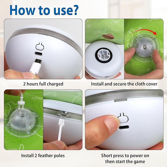 Interactive Cat Toys Rechargeable, Hide and Seek Kitten Toy with Touch Activated, Moving Concealed Feather, Tumbler Toy Design, Automatic Cat Toys for Indoor Cats to Chase and Exercise-Mewly Pet