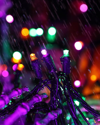 Brizled Purple Orange Green Halloween Lights, 33ft 100 LED 5MM Wide Angle Halloween String Lights, 120V UL Certified Connectable Mini Light Set for Indoor Outdoor Home Garden Patio Yard Party Decor