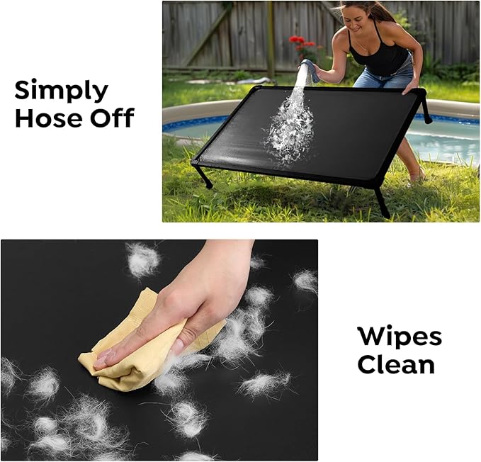 Veehoo Chew-Proof Elevated Dog Bed, Durable Training Platform for Large Dogs, Indoor/Outdoor Raised Pet Cot, Black, 41x27inches, Model CWC2420CP-Mewly Pet