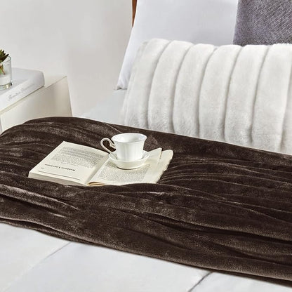Walensee Fleece Blanket Plush Throw Fuzzy Lightweight (XL-Twin Size 66x90 Brown) Super Soft Microfiber Flannel Blankets for Couch, Bed, Sofa Ultra Luxurious Warm and Cozy for All Seasons