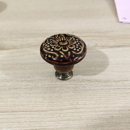 HUAMULAN 15 PCS Cabinet Knobs Glossy Ceramic Dresser Mushroom Table Drawer Cupboard Pull Furniture DIY Wardrobe Solid Color Vintage Handle,with 3 Size Mounting Screws