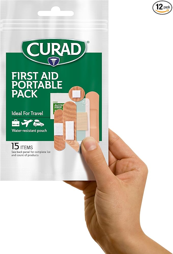 CURAD First Aid Portable Pack |15 - Count On-the-Go Essentials |12 Packs-Mewly Pet