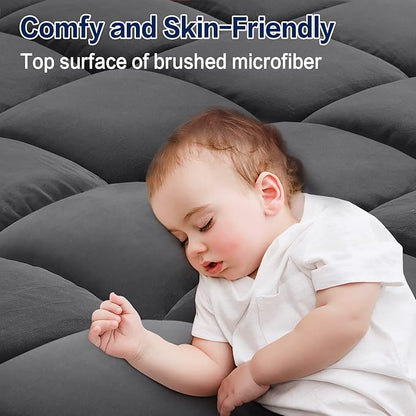 SOPAT Mattress Topper Twin Size Extra Thick Mattress Pad 8-21" Deep Pocket Soft Down Alternative Fill Mattress Protector Pillow Top Mattress Cover (39x75 Inches, Dark Grey)
