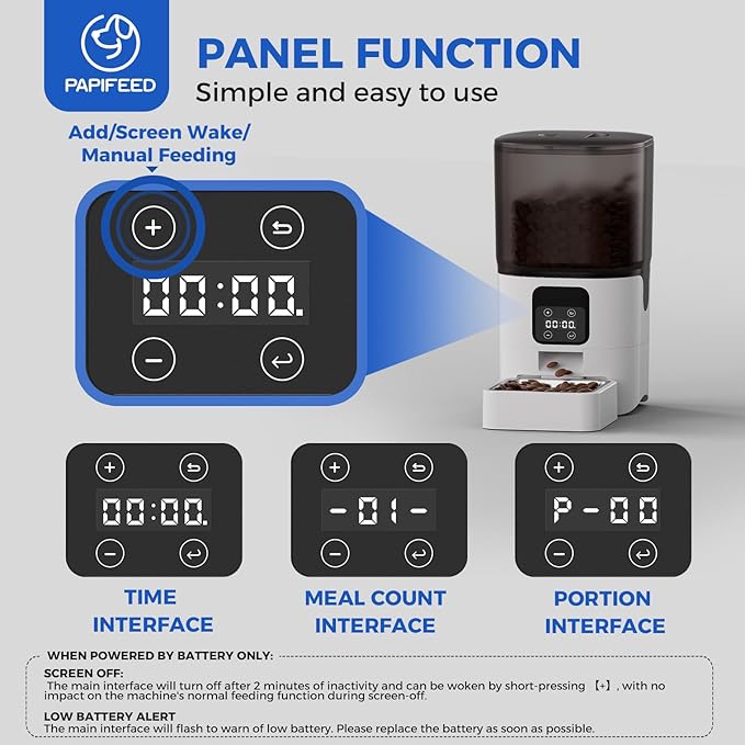 PAPIFEED 6L Automatic Cat & Small Dog Feeder - Programmable Pet Feeder with 36 Daily Meals, Detachable Stainless Steel Bowl, 25 Cup Capacity Smart Food Dispenser for Easy Cleaning-Mewly Pet