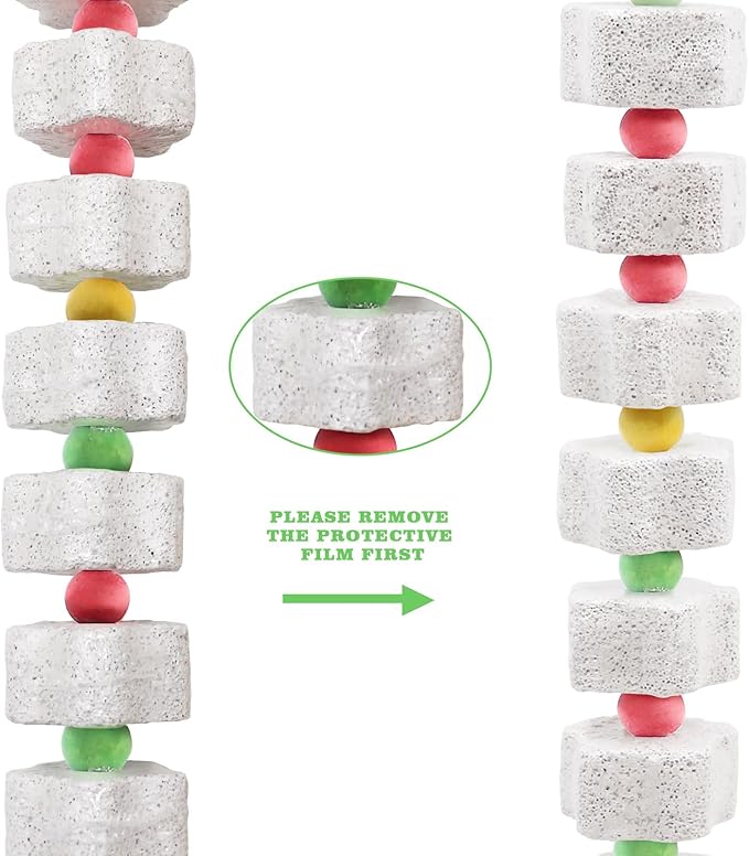 2 Pack Mineral Block Chew Toys with Colorful Beads and a Bell, Bird Beak Grinding Stone, Cage Accessories for African Grey, Budgies, Cockatiels, Small to Medium Birds-Mewly Pet