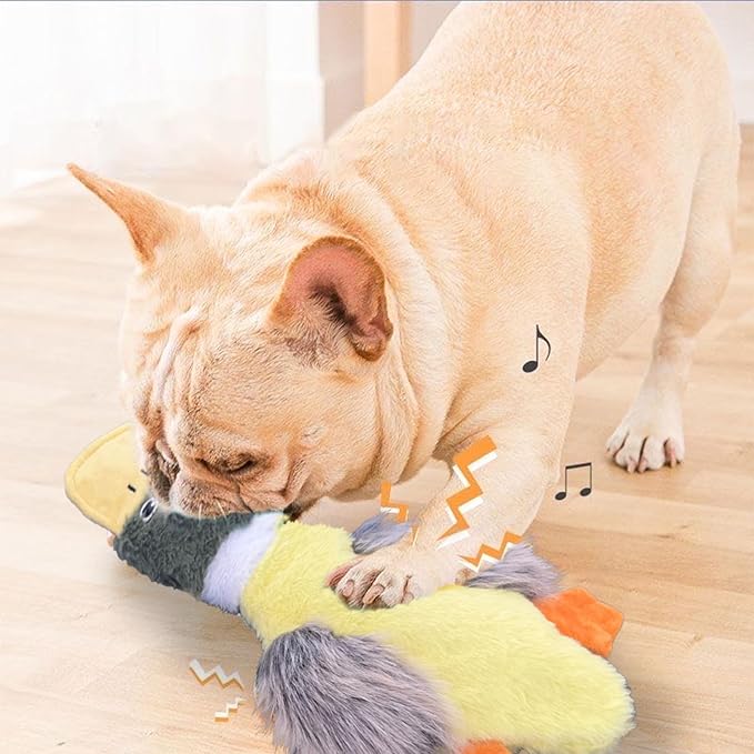 No Stuffing Toys 3 Pack, Squeaky Dog Toys for Large Dogs, Plush Toys for Aggressive Chewers, Indestructible Crinkle Paper Duck Dog Toy, Puppy Chew Toys for Teething (Soft Plush)-Mewly Pet