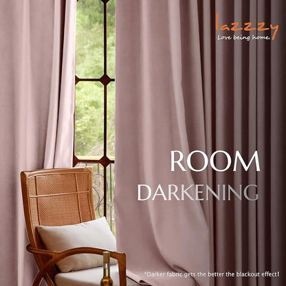Lazzzy Velvet Blackout Curtains Thermal Insulated Room Window Drapes Super Soft Luxury Curtains for Living Room Bedroom Rod Pocket 2 Panels, Dusty Pink, 52" W x 108" L