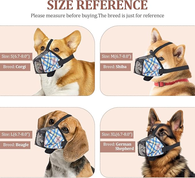 Dog Muzzle for Small Large Dogs - Soft Nylon Basket Muzzle with Adjustable Strap, Breathable Mesh Design Prevents Biting Chewing Licking Eating - Ideal for Training, Grooming & Vet Visits (Blue, S)-Mewly Pet
