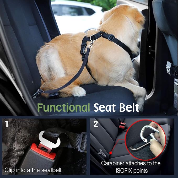 Dog Seat Belt, Safety Vest Dog Car Harness with Adjustable Buckle Dog Seat Belt for Vehicle Nylon Pet Safety Seat Belts Heavy Duty(S, Magenta)-Mewly Pet