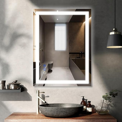 32x24 LED Bathroom Mirror with Lights LED Mirror for Bathroom Smart Vanity Makeup Mirror,Anti-Fog,Stepless Dimmable with Adjustable Color,Touch Switch,Memory Function,Shatterproof Design