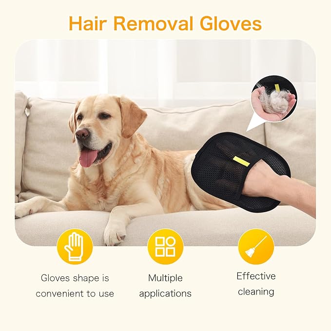 5pc Pet Hair Removal Gloves, Reusable Cats & Dogs Pet Hair Removal Tool,Efficient Pet Hair Removal Electrostatic Gloves is Suitable for Clothes, Sofas, Beds and Carpets-Mewly Pet