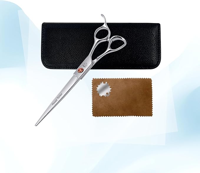 Dog Grooming Scissors: 7 inch Pet Straight Shears Made Of Japanese 440C Advanced Stainless Steel Professional Grooming Scissors for Dogs Cats and Other Pets-Mewly Pet