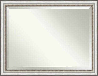 Amanti Art Silver Bathroom Mirror for Over Sink, 35x45 Salon Silver Rectangle Vanity Mirror, X-Large Traditional Frame, Hangs Horizonally and Vertically, Bathroom Wall Decor, Beveled Edge