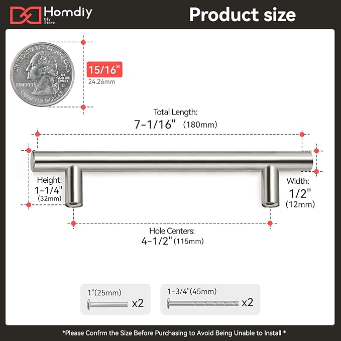 homdiy 200 Pack Cabine Handles Brushed Nickel Drawer Pulls - HD201SNB Cabinet Hardware 4.5in Hole Centers Cabinet Pulls for Kitchen Cabinets