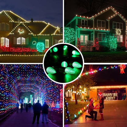 Brizled C9 Green String Lights, 16ft 25 LED Faceted Christmas Light Connectable, 120V UL Certified Roof Lights, Indoor Outdoor Xmas Tree Lights for Halloween Christmas St. Patrick's Day Party Garden