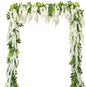Wisteria Artificial Flowers Garland, 2Pcs Total 14.4ft Silk Faux Wisteria Vine Kit, Hanging Flower Plant for House Outdoor Garden Ceremony Outside Wedding Arch Floral Decor (2, White)