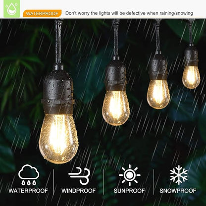 Shatterproof S14 Replacement LED Light Bulbs, 2W, Equivalent to 11-25 Watt, Warm White 2200K, Outdoor String Lights Vintage Edison Bulb, E26 Medium Base, 15-Pack