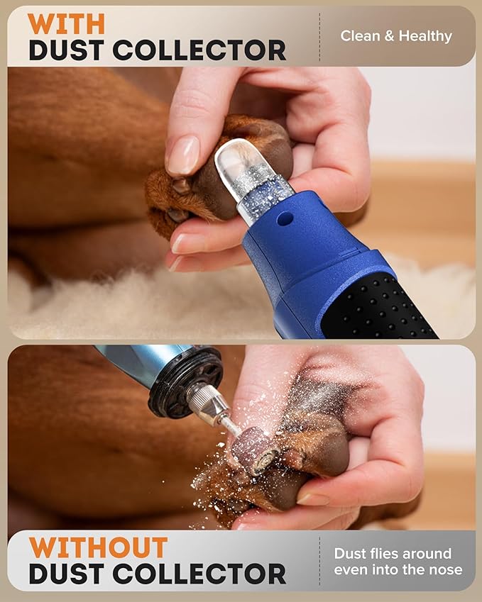 YABIFE 7-Speed Pet Nail Grinder with Light – Heavy Duty, Whisper Quiet Nail Trimmer for Dogs, Cats, Birds & Small Animals – Single-Handed Operation-Mewly Pet