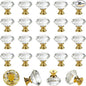 DEELF 30 Packs Kitchen Cabinet Knobs, 30 mm Crystal Cabinet Knobs, Diamond Dresser Handle Drawer Pulls, Dresser Knobs for Cabinets and Drawers, Gold Base