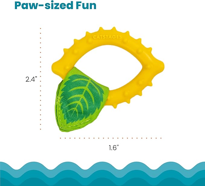 Catstages Dental Lemon Teether, Soft and Textured Cat Chew Toy, Catnip Oil Coating, Yellow-Mewly Pet