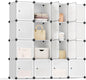 SONGMICS Cube Storage Organizer, Set of 16 Plastic Cubes, Closet Storage Shelves, DIY Plastic Closet Cabinet, Modular Bookcase, Shelving with Doors for Bedroom, Living Room, White ULPC44BSV1