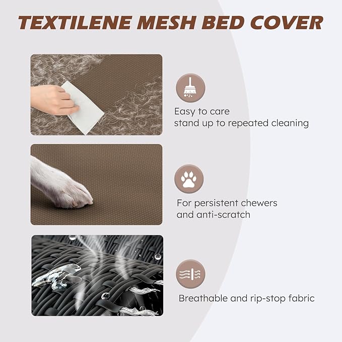 Heeyoo Elevated Dog Bed, Cooling Raised Pet Cot with Chew Proof Washable Breathable Mesh and Metal Frame, Portable Dog Cot Bed with No-Slip Feet for Outdoor or Indoor Use-Mewly Pet