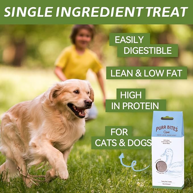 OPET Freeze Dried Duck Cat Treats, Single Ingredient Grain Free High Protein Pet Food for Cats and Dogs, Healthy Training Snacks，Freeze Dried Duck Breast Sliced Fillets (Duck Breast, 1.48 Ounce)-Mewly Pet