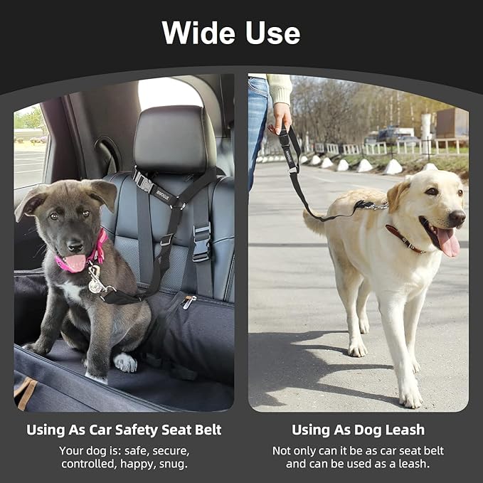 3 Pack Dog Seat Belt for Car, Car Headrest Restraint Adjustable Nylon Fabric, Dog Restraints Vehicle Seatbelts Harness-Mewly Pet