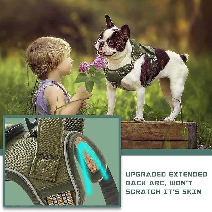 No Pull Dog Harness for Small Dogs, Adjustable No Choke Pet Vest with Dog Leash Fit Smart Reflective Pet Walking Harness for Training Easy Control Soft Handle Green S-Mewly Pet