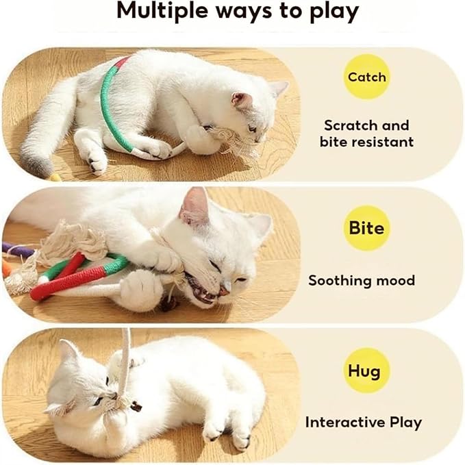 Celery Pets Cat Chew Rope,Catnip-Infused Organic Cotton Chew Rope Toys for Cats, Soft & Safe Dental Chew Toys for Indoor Cats, Self-Play and Teeth Cleaning (3PCS)-Mewly Pet