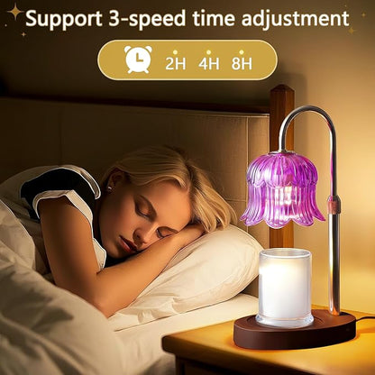 Candle Warmer Lamp Electric Timer - Candle Lights Home Decor Candles Warming Height Adjustable Dimmable Warmers Purple