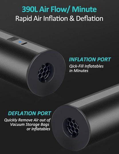 Electric Air Pump for Inflatables- 2×2000mAH Rechargeable Battery Powered Air Mattress Pump- Cordless Portable Air Pump, Quick-Fill Inflator Pump for Camping Air Mattress Bed, Pool Floats Toys, Boats