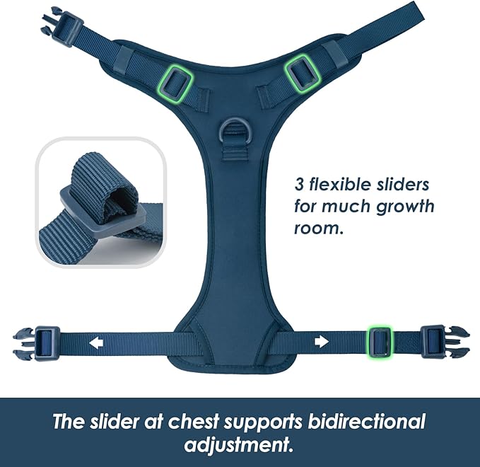 No Pull Dog Harness, Puppy Vest with Front Clip for Small Medium Large Sized Dog(Prussian Blue,L)-Mewly Pet