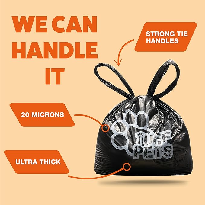 Heavy Duty Dog Poop Bag With Handles - 16 Rolls of Pet Waste Bags - Fits in any Dogs Poo Bag Dispenser or Holder - Thick Dog Poop Bags-Mewly Pet