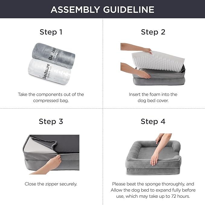 Bedsure Orthopedic Dog Beds Large Sized Dog - Washable Large Dog Cat Bed Waterproof, Comfort Dogs Couch Sofa with Washable Removable Cover, Pet Bed with Nonskid Bottom, Plush-Blue, 35"-Mewly Pet