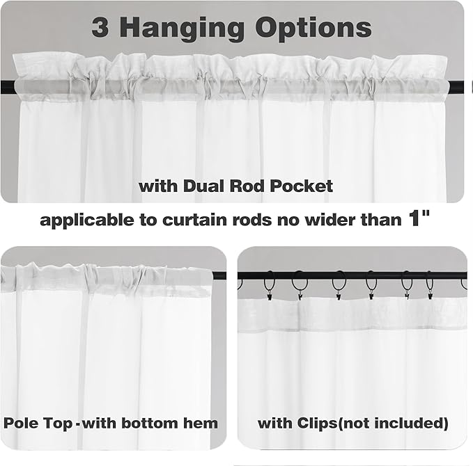 Chyhomenyc Extra Long White Sheer Curtains 120 Inches Long 2 Panels, Light Filtering White Curtains for Living Room, Soft Gentle Voile Rod Pocket Bedroom Window Drapes, 59Wx120L Inch, 10FT, 2PCS