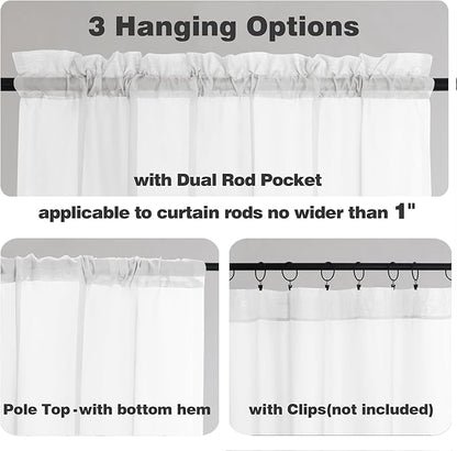 Chyhomenyc White Sheer Curtains 63 Inches Long 2 Panels, Light Filtering Bright Lightweight Curtains for Living Room, Soft Gentle Voile Rod Pocket Bedroom Window Drapes, 59Wx63L Inch, 2PCS