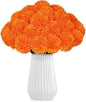36 Pcs Artificial Chrysanthemums Flowers,Marigold Flower Fall Fake Flowers Orange Silk Mums Bouquet Decor Faux Ball Flowers for Autumn Day of Home Decor Indoor Wedding Table Centerpiece (Orange)