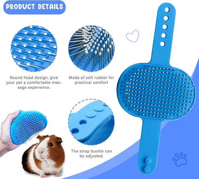 Pet Grooming Kit with Slicker Brush Bath Massage Glove Brush Pet Shedding Comb Nail Clipper Trimmer 6 Piece Set for Rabbit Kitten Guinea Pig Cat Chinchilla Ferret Small Animals-Mewly Pet