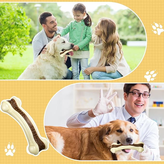 Sosation 6 Pcs Dog Toys for Aggressive Chewers Nylon Beef Flavor Bones Tough Puppy Teething Toys Puppy Chew Bones for Large Medium Small Breed Dogs Puppies Pets Chew Toys(Large Medium)-Mewly Pet