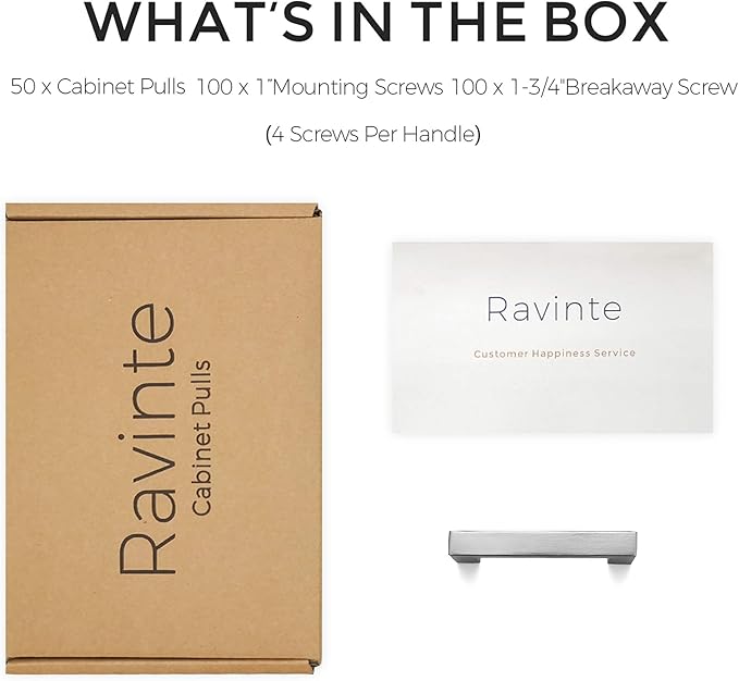 Ravinte 50 Pack 3 Inch Square Cabinet Handles Satin Nickel Pulls Brushed Nickel Drawer Pulls Kitchen Cupboard Hardware for Cabinets Cupboard Drawer Handles