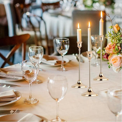 French Gold Candlestick Holders Set of 3, Metal Taper Candle Holders, Classic Decorative Candle Stick for Christmas, Wedding, Party, Dinner Tables,Home Décor